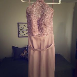 Portia & Scarlett blush halter bridesmaid dress